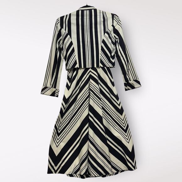 VTG 70s Eleanor Brenner ILGWU Dress Jacket 2 Piece 3/4 Striped Belt Posh Preppy - Picture 7 of 11